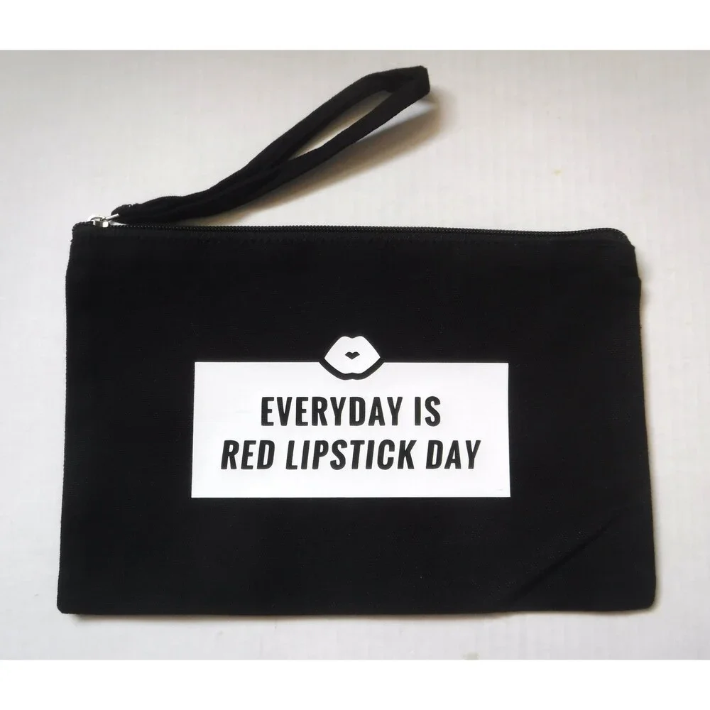 Black Canvas Make-up / Toiletry Bag w/ Wristlet